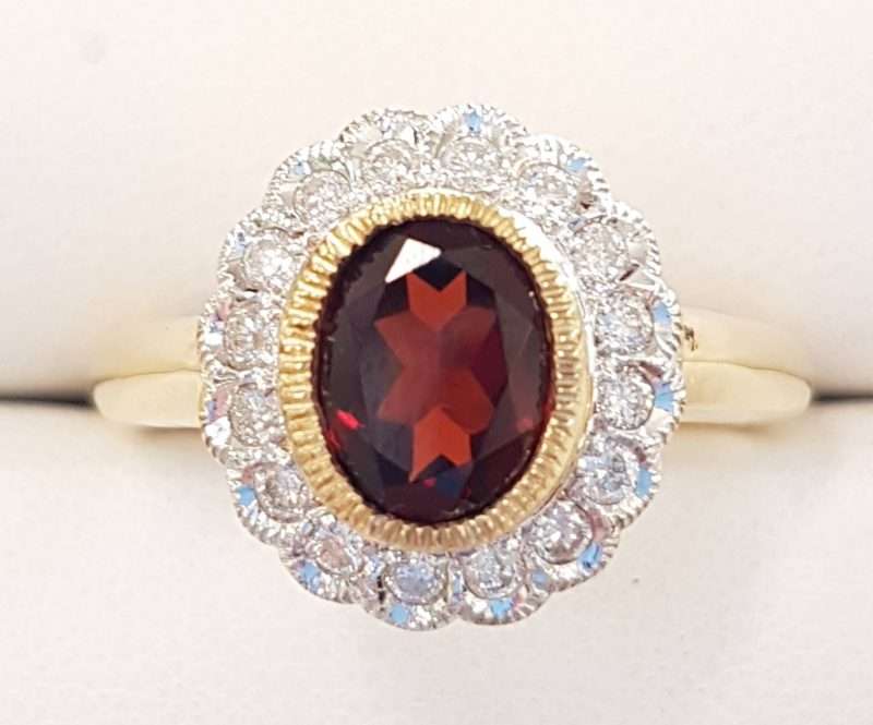 Oval Garnet and Diamond ring