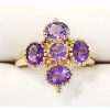 9ct Yellow Gold Five Amethyst in Cross Shape Ring
