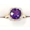 9ct Yellow Gold Square Amethyst and Diamond Cluster Ring
