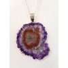 Sterling Silver Large Amethyst Slice Pendant / Chain