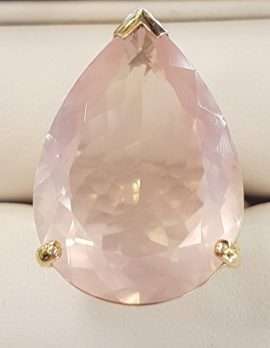 rose-quartz drop shaped gold ring