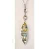 White Gold Green Amethyst, Citrine and Diamonds Pendant on White Gold Chain