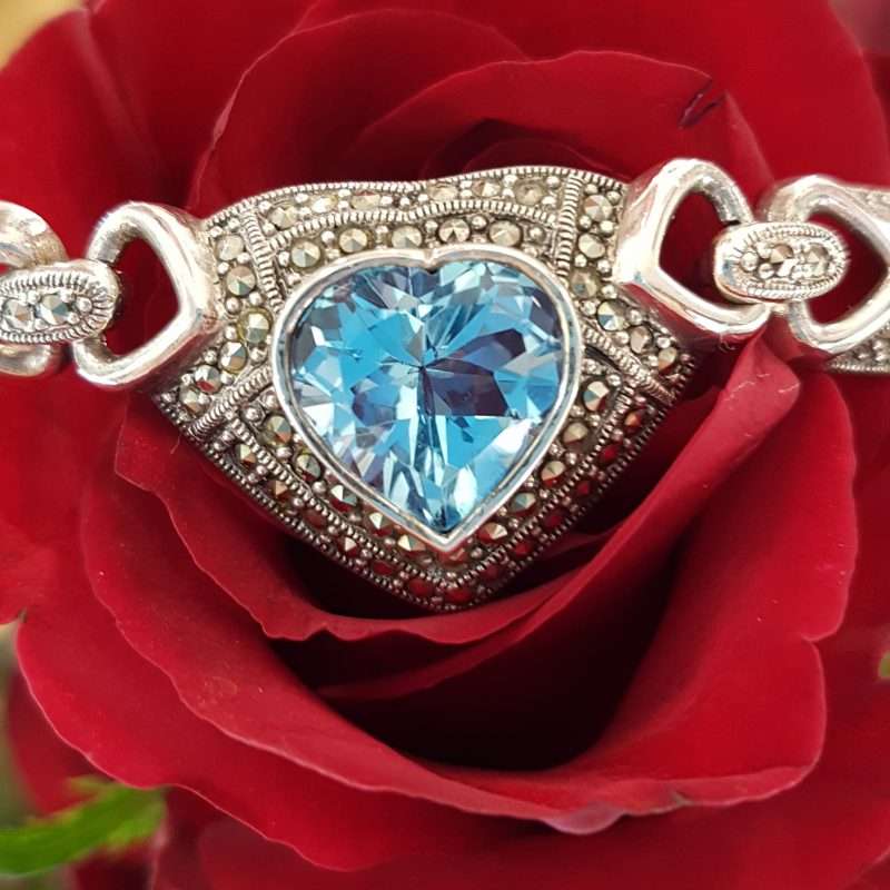 IMG_20190214_211426_483 Sterling Silver Topaz and Marcasite Love Heart Collier Choker Necklace Chain