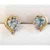 9ct Yellow Gold Heart Shaped Aquamarine and Diamond Stud Earrings