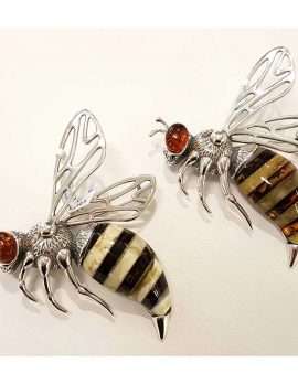 Sterling Silver and Amber Brooches