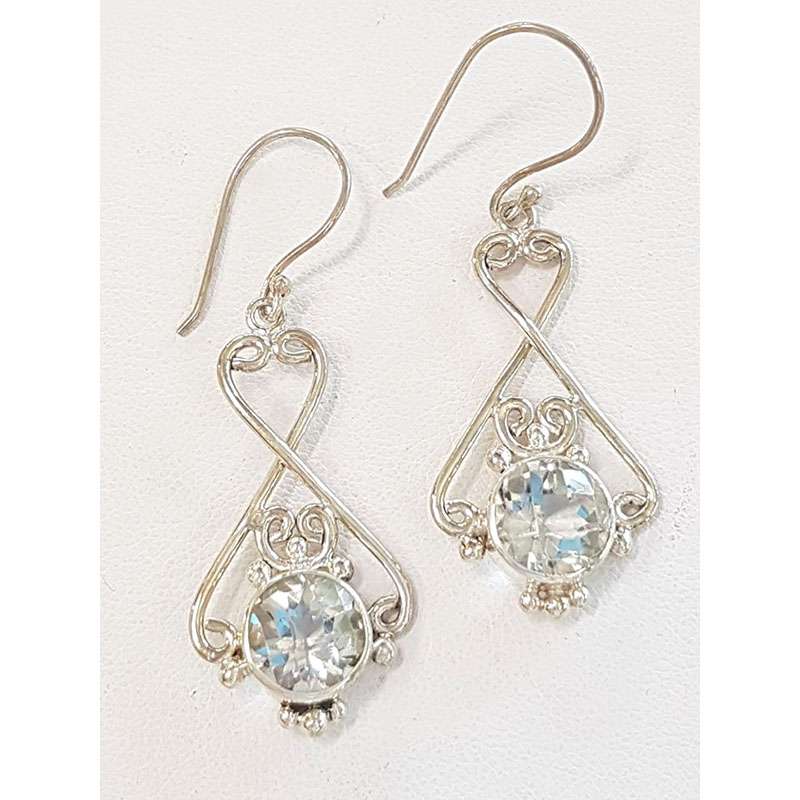 Sterling Silver Green Amethyst / Prasiolite Ornate Earrings