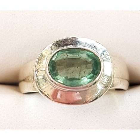 Sterling Silver Oval Green Tourmaline Ring