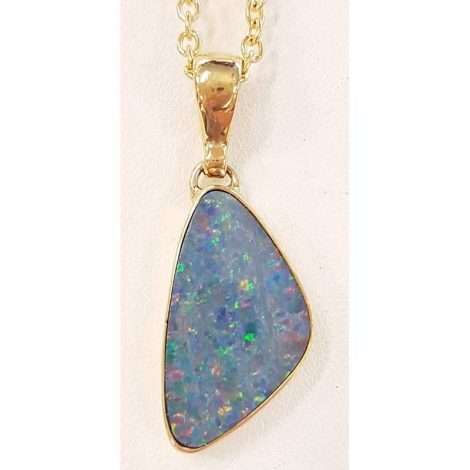 9ct Gold Colourful Opal Pendant on Chain