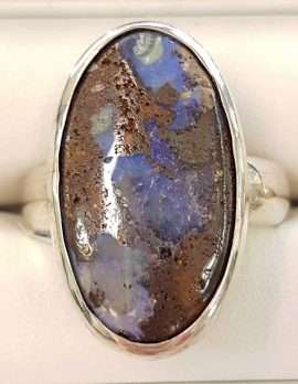 Sterling Silver Large Boulder Opal Ring