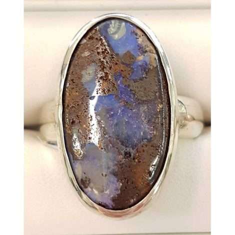 Sterling Silver Large Boulder Opal Ring