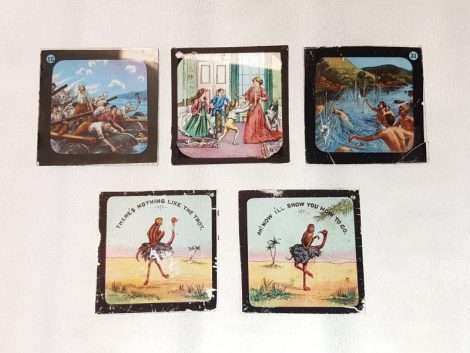 Assorted set of 5 Glass slides. All with Different motifs .