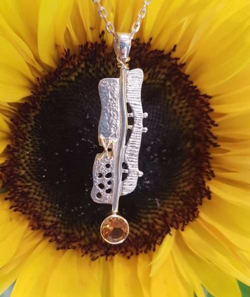 Sterling Silver & Gold Plate Citrine Pendant on Sterling Silver Chain