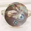 Sterling Silver Large Round Mother of Pearl with Star Shaped Topaz Bangle
