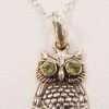 Sterling Silver Peridot Owl Pendant on Silver Chain