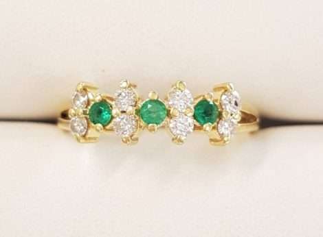 9ct Gold Natural Emerald and Diamond Ring