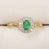 9ct Yellow Gold Natural Emerald and Diamond Oval Cluster Ring