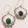 Sterling Silver Emerald Ornate Drop Earrings