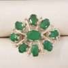 Sterling Silver Large Emerald Cluster Ring