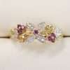 9ct Gold Floral Rhodolite Garnet and Diamond Ring