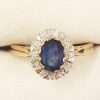 9ct Yellow Gold Natural Sapphire and Diamond Oval Cluster Ring