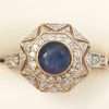 9ct Yellow Gold Natural Sapphire with Diamonds Octagonal Cluster Ring