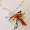Sterling Silver Amber Pegasus Pendant on Sterling Silver Chain