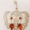 Sterling Silver Baltic Amber Elephant Pendant on Sterling Silver Chain