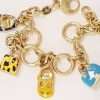 Solid 18ct Yellow Gold Enamel Handbag and Shoe Charm " Shopping " Bracelet - Heavy
