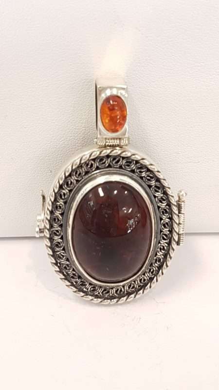 20191024_135804 Exquisite Sterling Silver Amber Icon – Handpainted by Polish Artist under a Magnifying Glass - on Beautiful Long Sterling Silver Chain