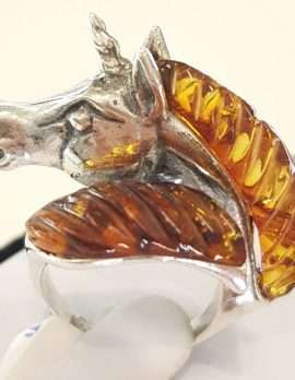 Sterling Silver Amber Unicorn Ring