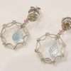 9ct White Gold Topaz,, Pink Sapphire and Diamond Round Drop Earrings