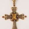 9ct Yellow Gold Citrine Large Cross / Crucifix Pendant on Gold Chain