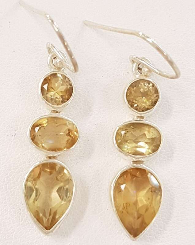 Sterling Silver Citrine Drop Earrings