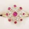 9ct Yellow Gold Natural Ruby and Diamond Cluster Ring