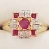 9ct Gold Natural Ruby and Diamond Ring - Square