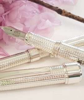 Sterling Silver Fountain Pen and Ball Point Pen - Beautifully Handcrafted in Italy