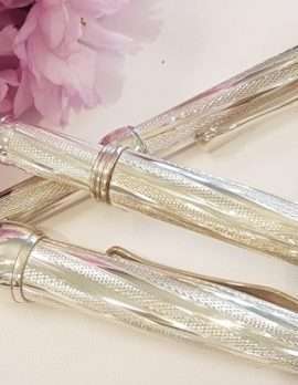 Sterling Silver Fountain Pen and Ball Point Pen - Beautifully Handcrafted in Italy