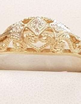 9ct Gold Filigree / Ornate Diamond Ring