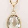 9ct Gold Oval Green Amethyst / Prasiolite Pendant on 9ct Chain