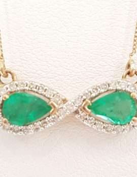 9ct Gold Emerald and Diamond Infinity Necklace
