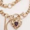 9ct Gold Bracelet with Garnet Heart Padlock Clasp