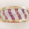 9ct Gold Rhodolite Garnet and Diamond Wide Band Ring