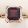 9ct Rose Gold Square Ring with Diamonds and Garnet