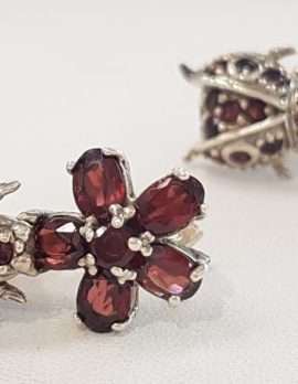 Sterling Silver Garnet Ladybird Earrings
