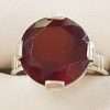 Sterling Silver Large Round Claw Set Garnet Ring