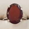 Sterling Silver Large Oval Claw Set Garnet Ring