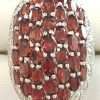Sterling Silver Garnet and Cubic Zirconia Very Large Oval Cluster Ring