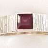 Sterling Silver Square Garnet in Wide Patterned Band Ring