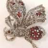 Sterling Silver Marcasite and Garnet Large Butterfly Brooch