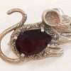 Sterling Silver Marcasite and Garnet Mouse Brooch